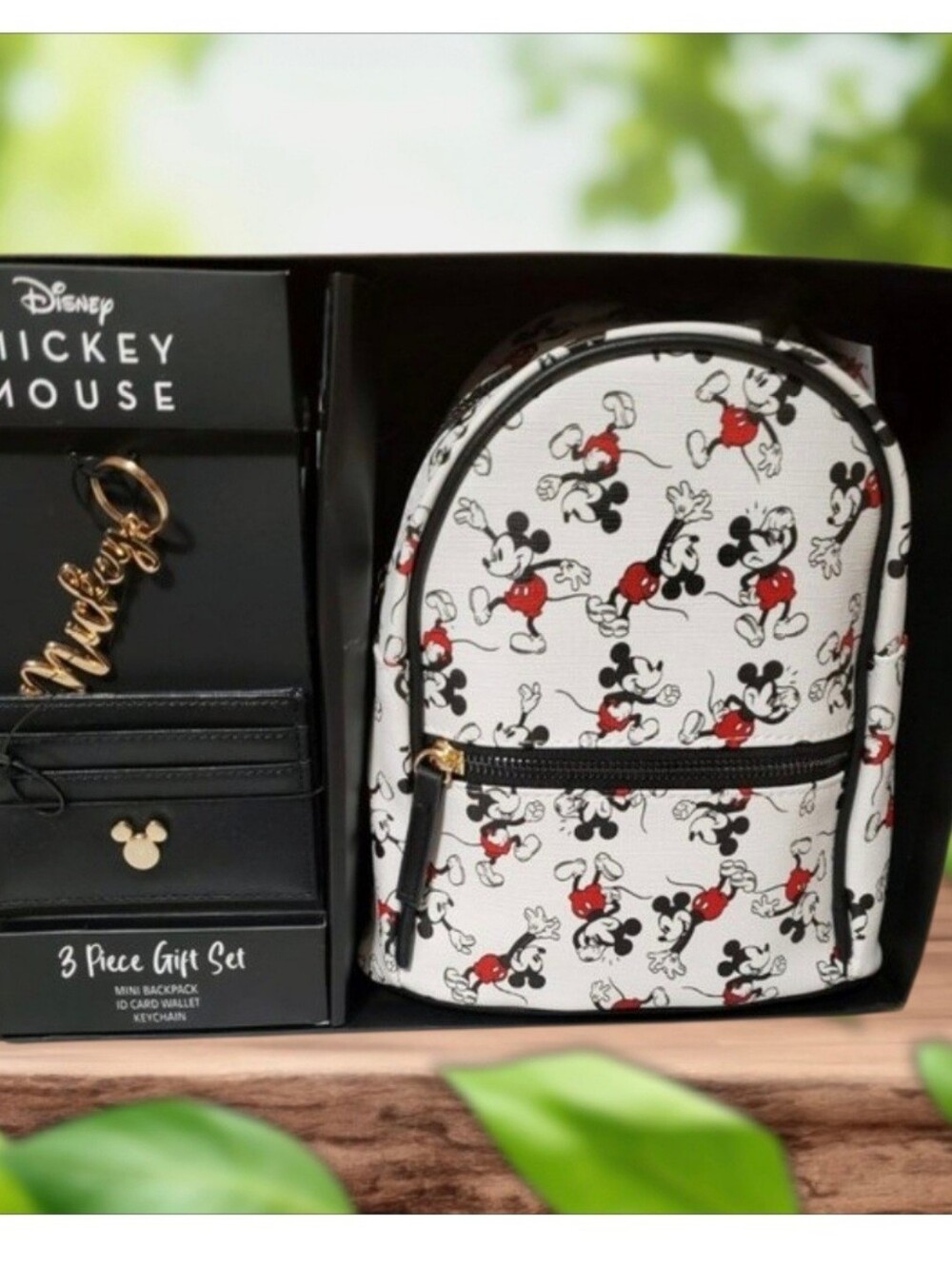 Mickey Mouse Mini Backpack Purse w/ Card Holder & Key Chain Gift Set